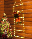 Papai Noel na Escada Iluminada LED (1,5m / 3m) — 8 Modos de Pisca e Conexão USB