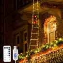 Papai Noel na Escada Iluminada LED (1,5m / 3m) — 8 Modos de Pisca e Conexão USB