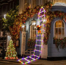 Papai Noel na Escada Iluminada LED (1,5m / 3m) — 8 Modos de Pisca e Conexão USB